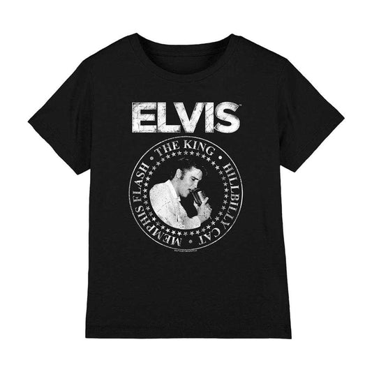 Black - Front - Elvis Presley Childrens-Kids Rock King T-Shirt