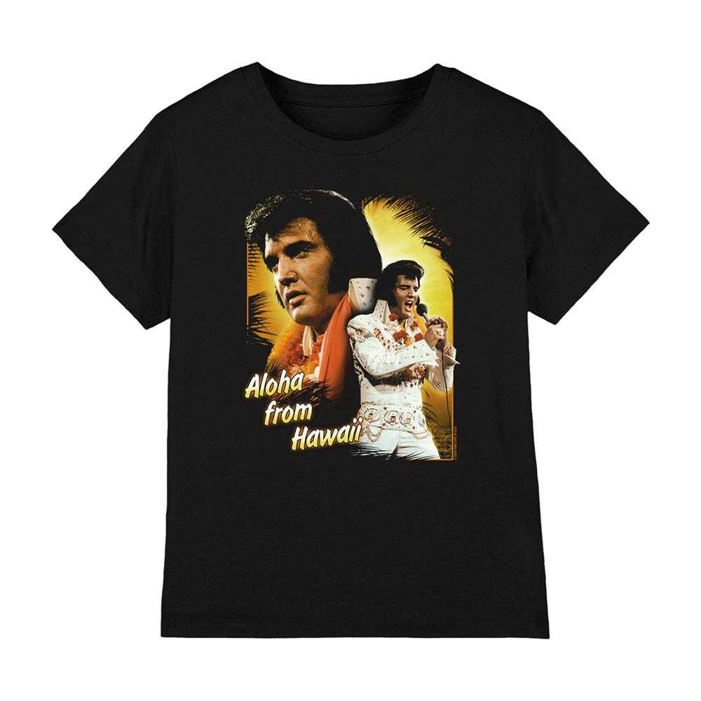 Black - Front - Elvis Presley Childrens-Kids Aloha T-Shirt