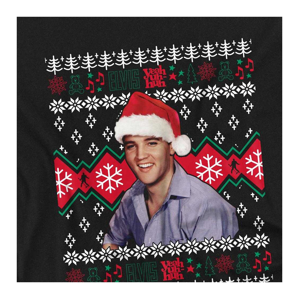 Black - Side - Elvis Presley Childrens-Kids Ugly Christmas Sweater T-Shirt