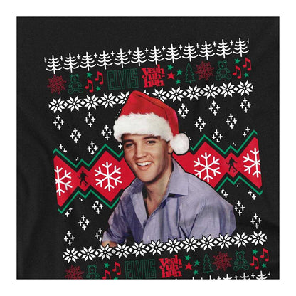 Black - Side - Elvis Presley Childrens-Kids Ugly Christmas Sweater T-Shirt
