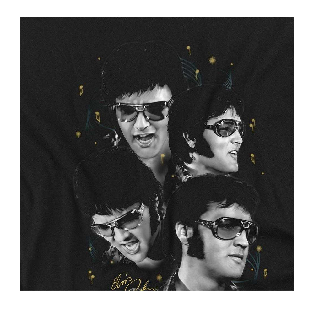 Black - Side - Elvis Presley Childrens-Kids Face T-Shirt