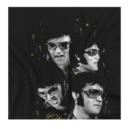 Black - Side - Elvis Presley Childrens-Kids Face T-Shirt