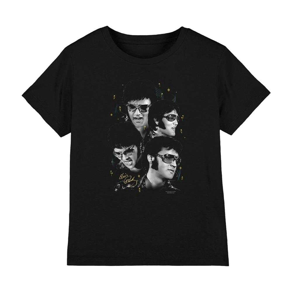 Black - Front - Elvis Presley Childrens-Kids Face T-Shirt