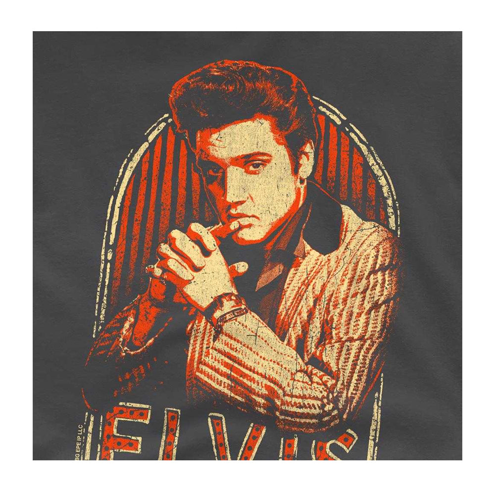 Charcoal - Side - Elvis Presley Childrens-Kids Stripes T-Shirt