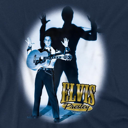 Navy - Side - Elvis Presley Unisex Adult Hands Up T-Shirt