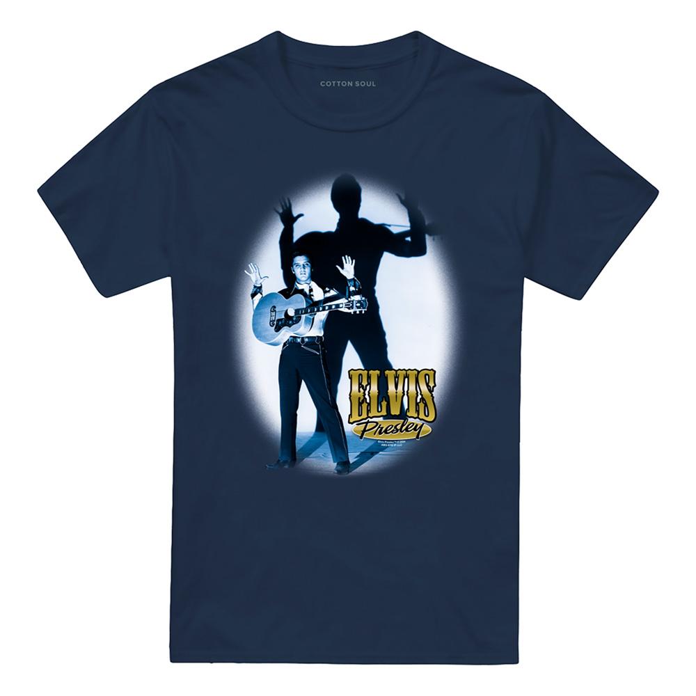 Navy - Front - Elvis Presley Unisex Adult Hands Up T-Shirt