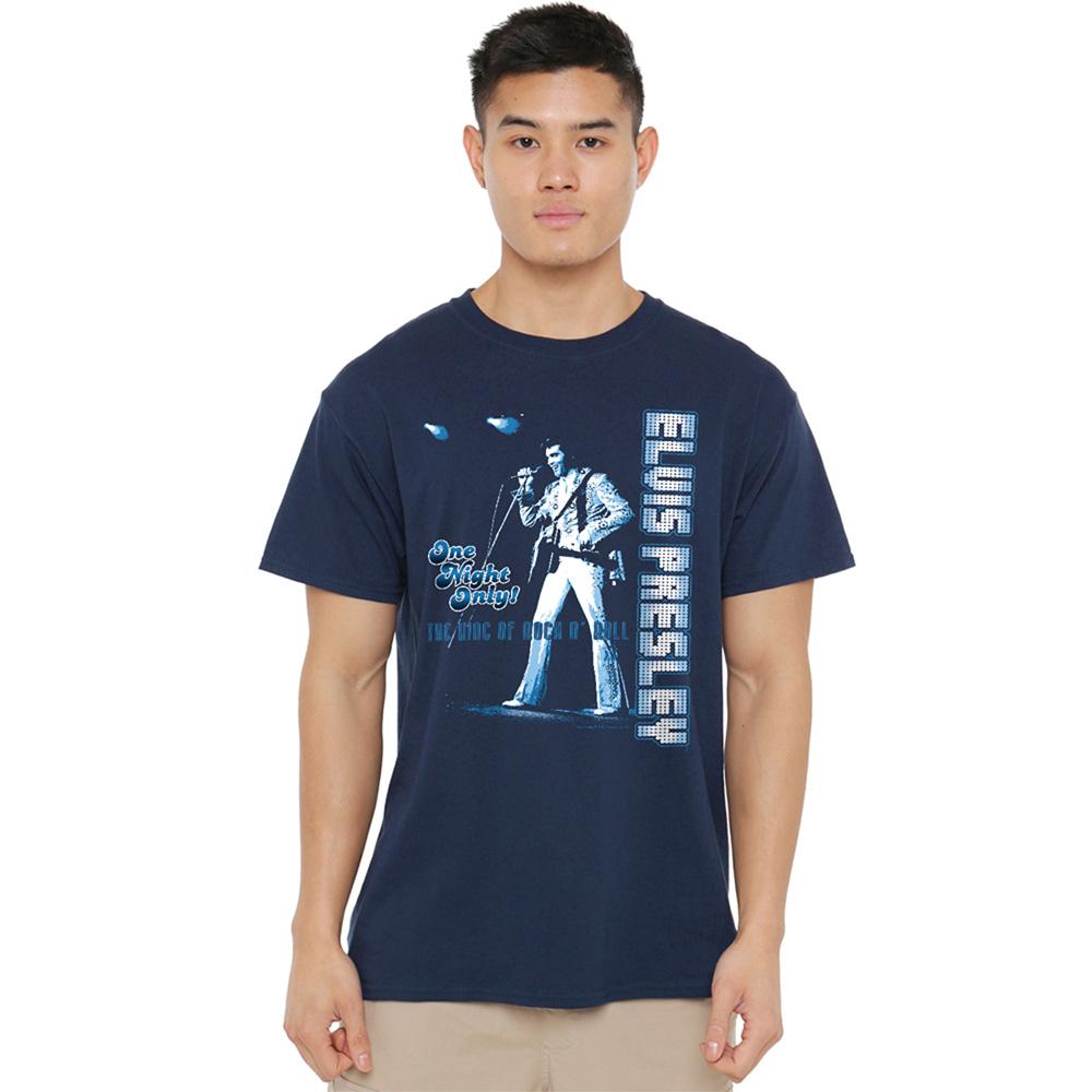 Navy - Back - Elvis Presley Unisex Adult One Night Only T-Shirt
