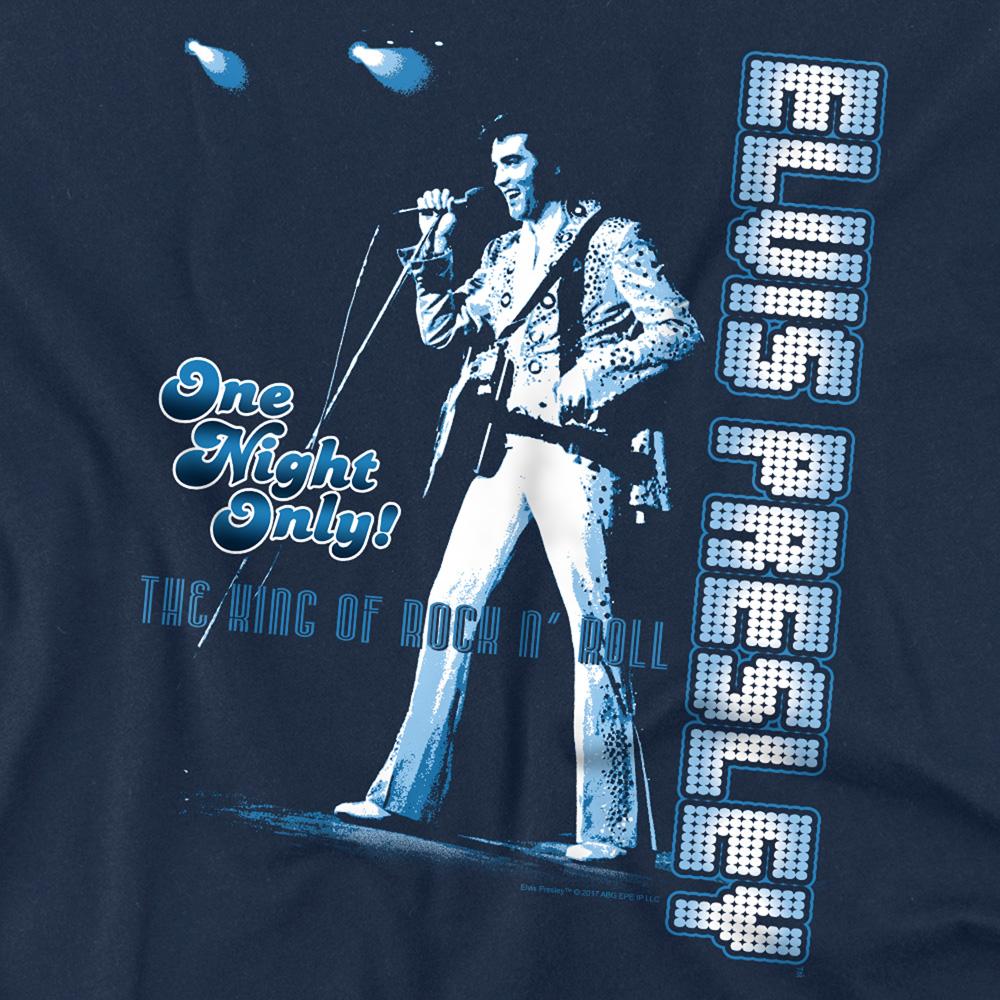 Navy - Side - Elvis Presley Unisex Adult One Night Only T-Shirt