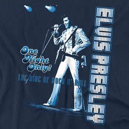 Navy - Side - Elvis Presley Unisex Adult One Night Only T-Shirt