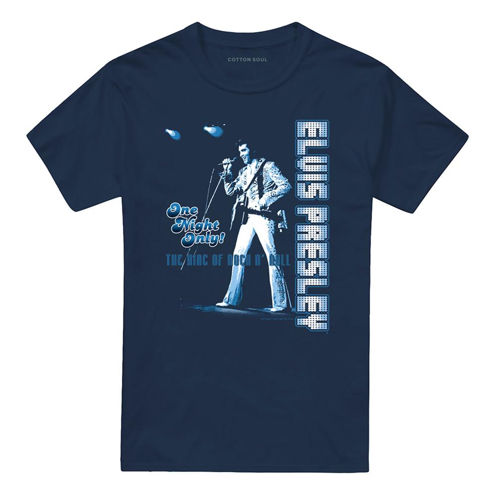 Navy - Front - Elvis Presley Unisex Adult One Night Only T-Shirt