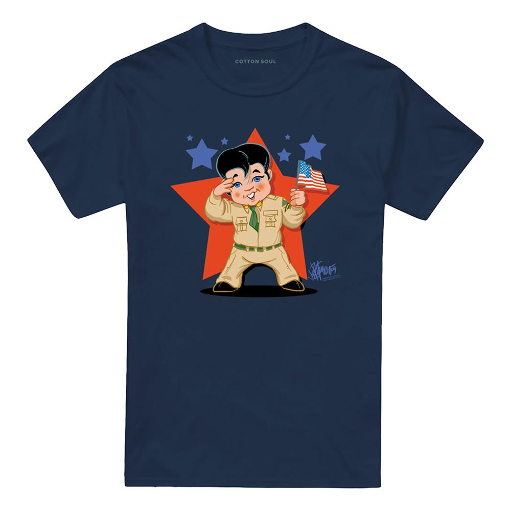 Navy - Front - Elvis Presley Unisex Adult Lil G I T-Shirt