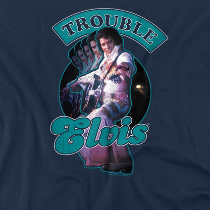 Navy - Side - Elvis Presley Unisex Adult Total Trouble T-Shirt