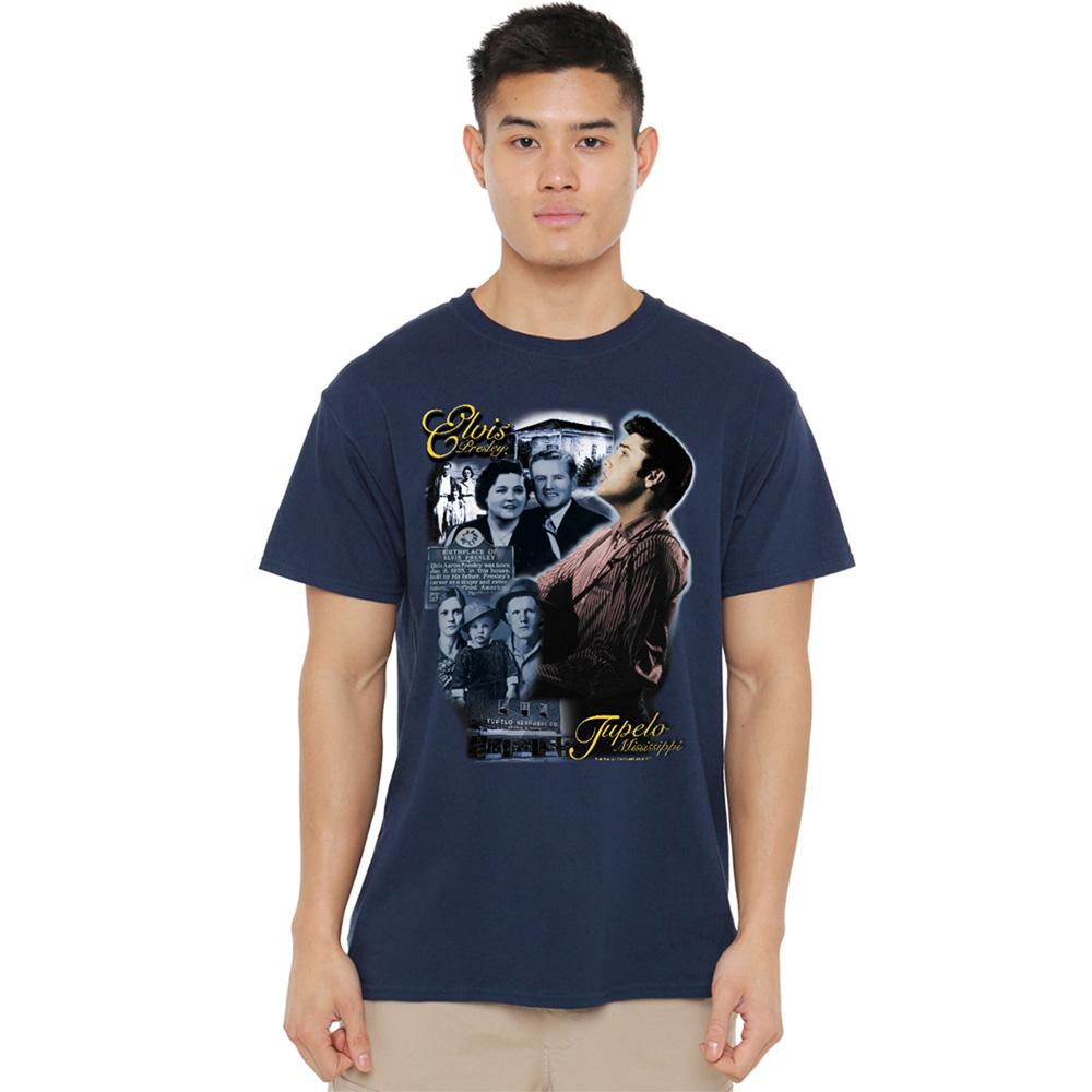 Navy - Back - Elvis Presley Unisex Adult Tupelo T-Shirt