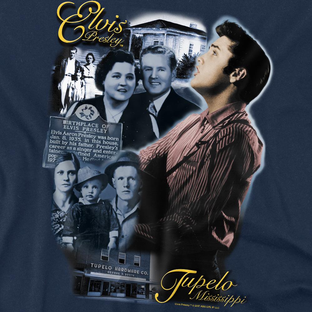 Navy - Side - Elvis Presley Unisex Adult Tupelo T-Shirt