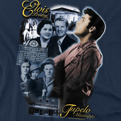 Navy - Side - Elvis Presley Unisex Adult Tupelo T-Shirt