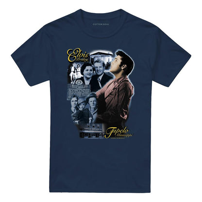 Navy - Front - Elvis Presley Unisex Adult Tupelo T-Shirt