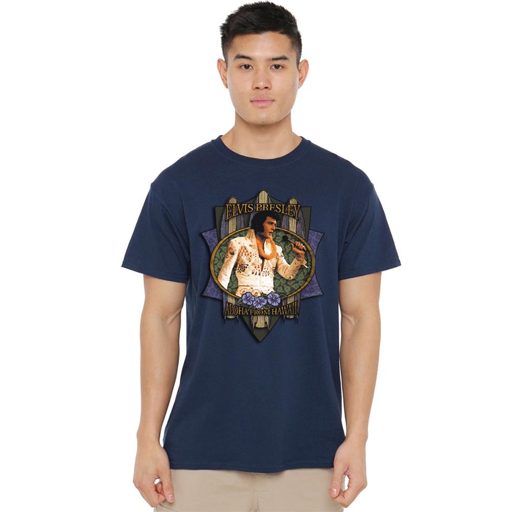 Navy - Back - Elvis Presley Unisex Adult Aloha From Hawaii Tagless T-Shirt