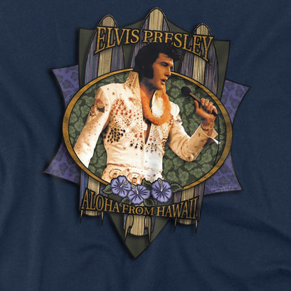 Navy - Side - Elvis Presley Unisex Adult Aloha From Hawaii Tagless T-Shirt