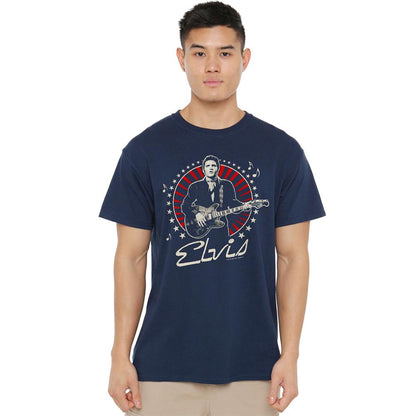 Navy - Back - Elvis Presley Unisex Adult Stars T-Shirt