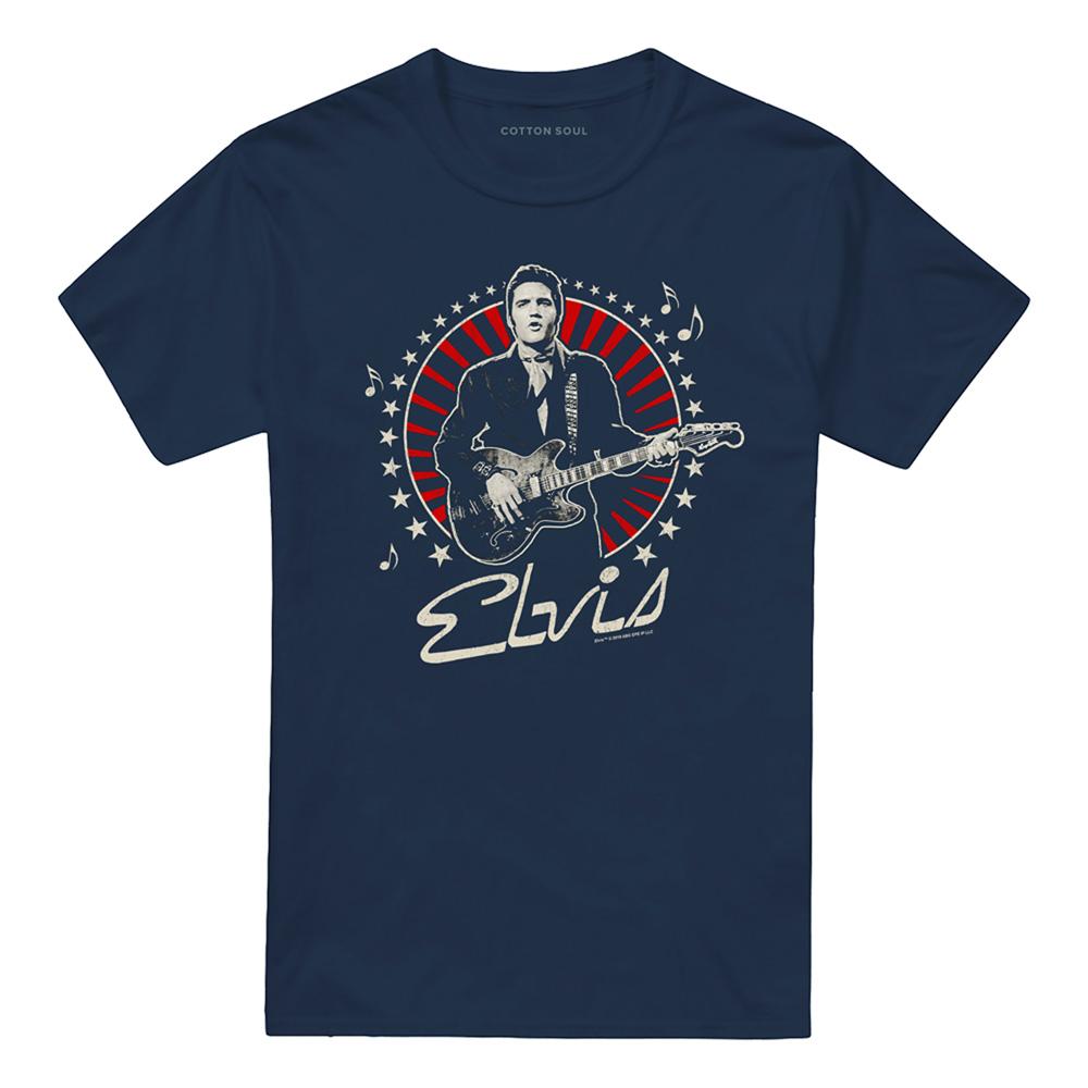 Navy - Front - Elvis Presley Unisex Adult Stars T-Shirt