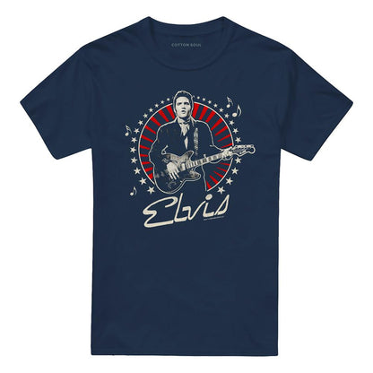Navy - Front - Elvis Presley Unisex Adult Stars T-Shirt