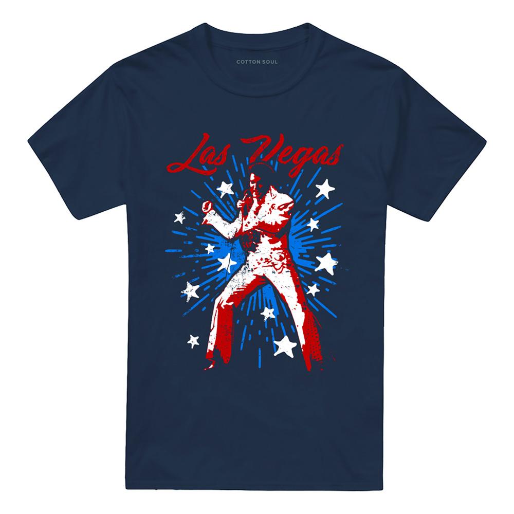 Navy - Front - Elvis Presley Unisex Adult Vegas Superstar T-Shirt