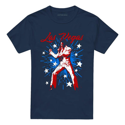 Navy - Front - Elvis Presley Unisex Adult Vegas Superstar T-Shirt