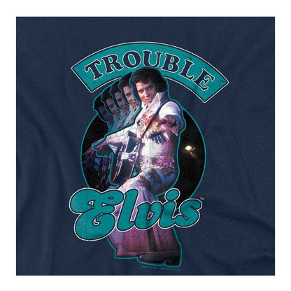 Navy - Side - Elvis Childrens-Kids Total Trouble T-Shirt