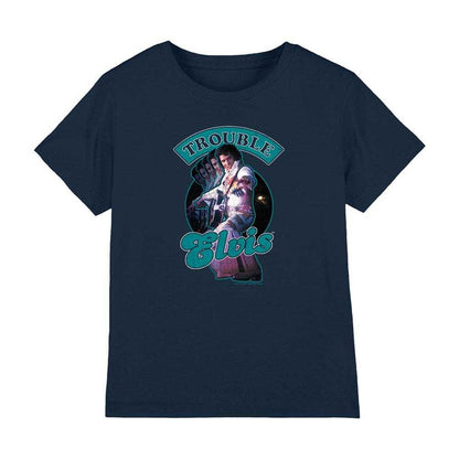 Navy - Front - Elvis Childrens-Kids Total Trouble T-Shirt