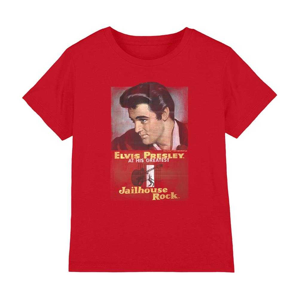 Red - Front - Elvis Presley Childrens-Kids Jailhouse Rock Poster T-Shirt