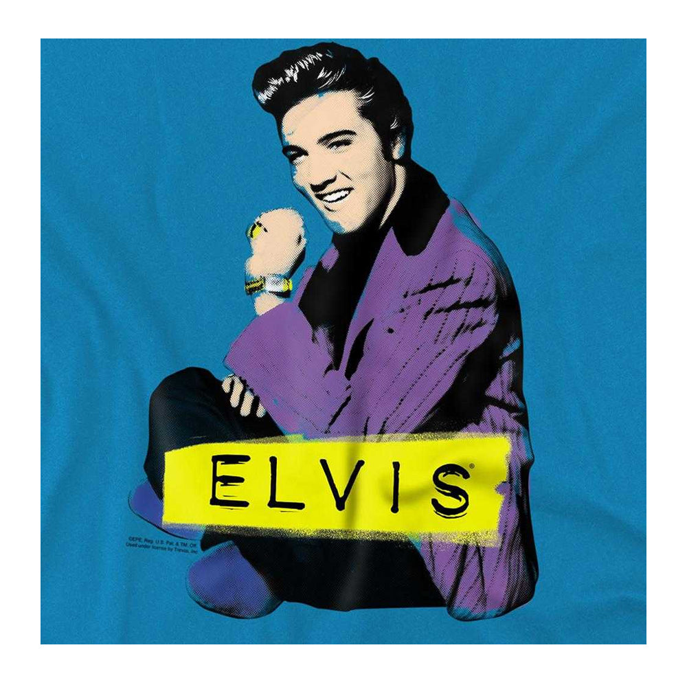 Turquoise - Side - Elvis Presley Childrens-Kids Sitting T-Shirt