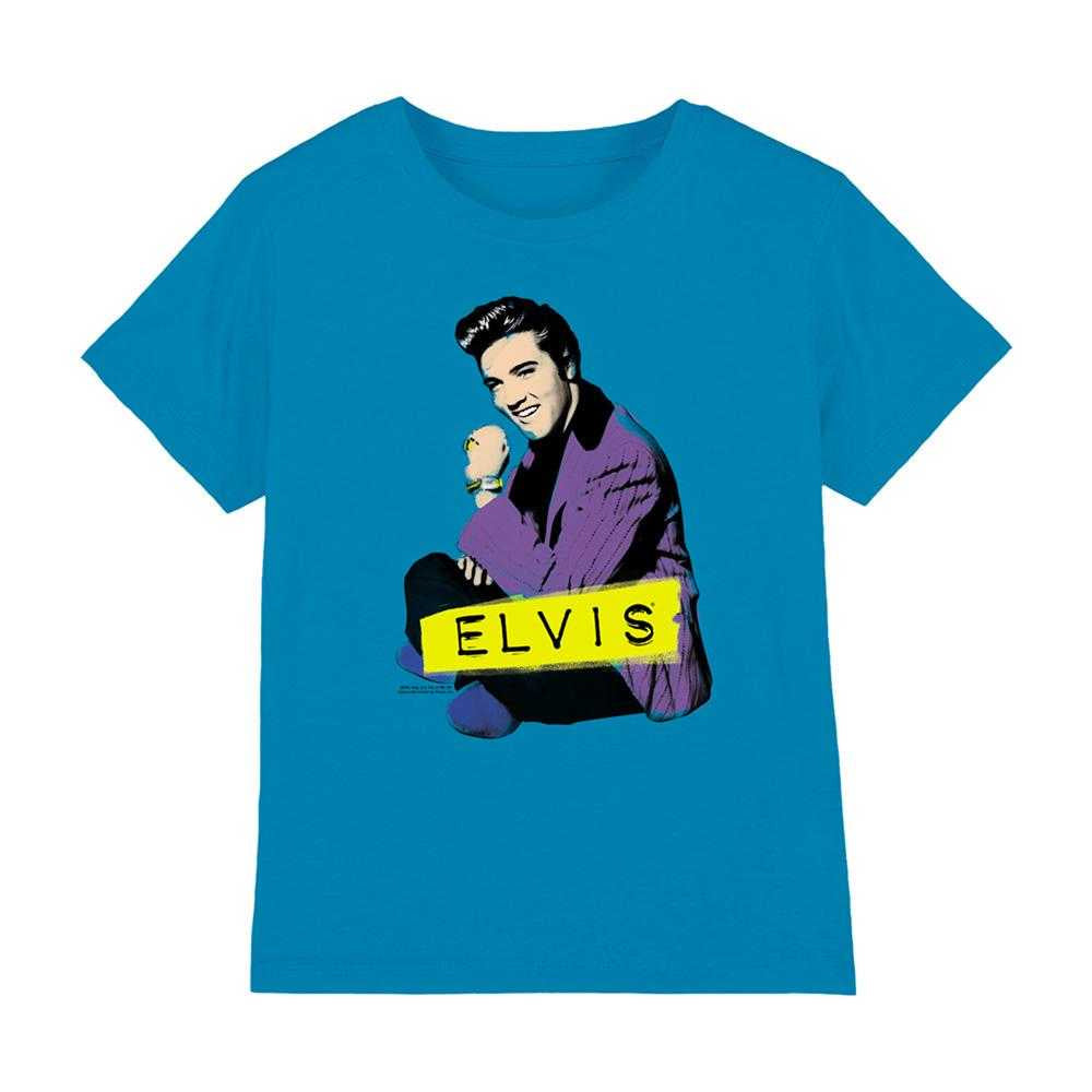 Turquoise - Front - Elvis Presley Childrens-Kids Sitting T-Shirt