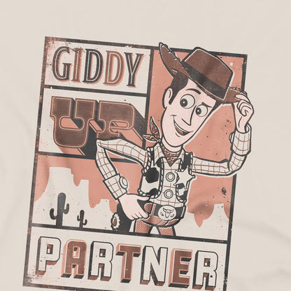 Natural - Side - Toy Story Unisex Adult Giddy Up Woody Back Print T-Shirt