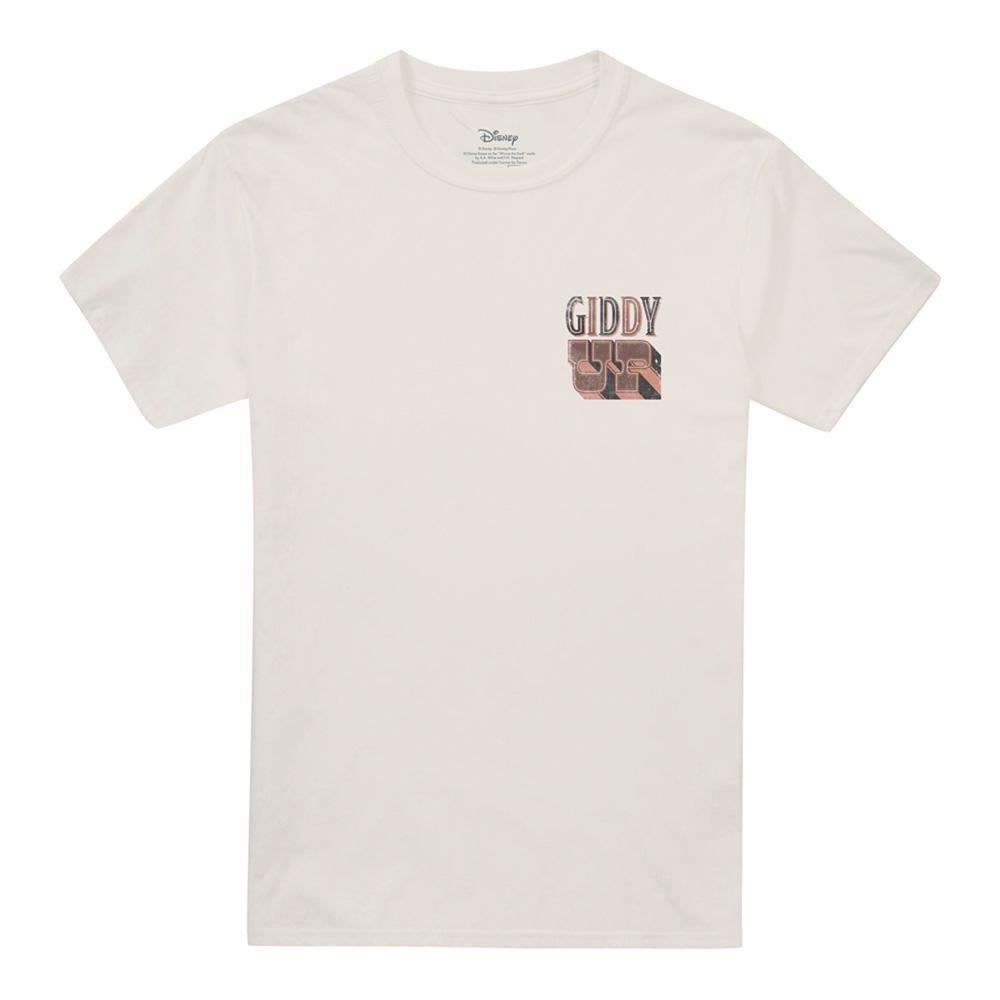 Natural - Front - Toy Story Unisex Adult Giddy Up Woody Back Print T-Shirt