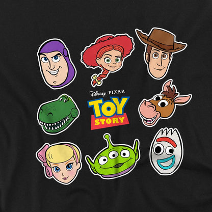 Black - Side - Toy Story Unisex Adult Character Faces T-Shirt