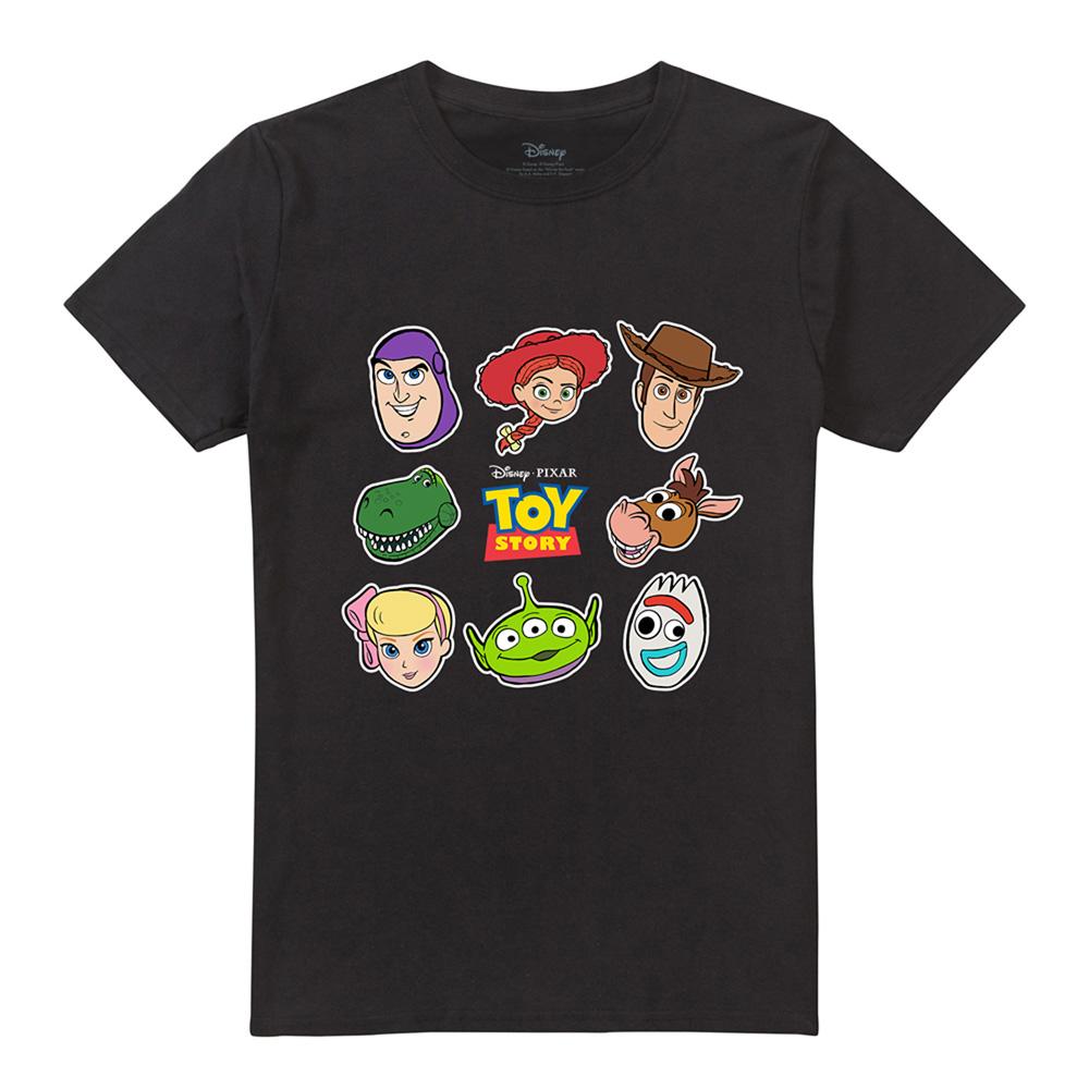 Black - Front - Toy Story Unisex Adult Character Faces T-Shirt