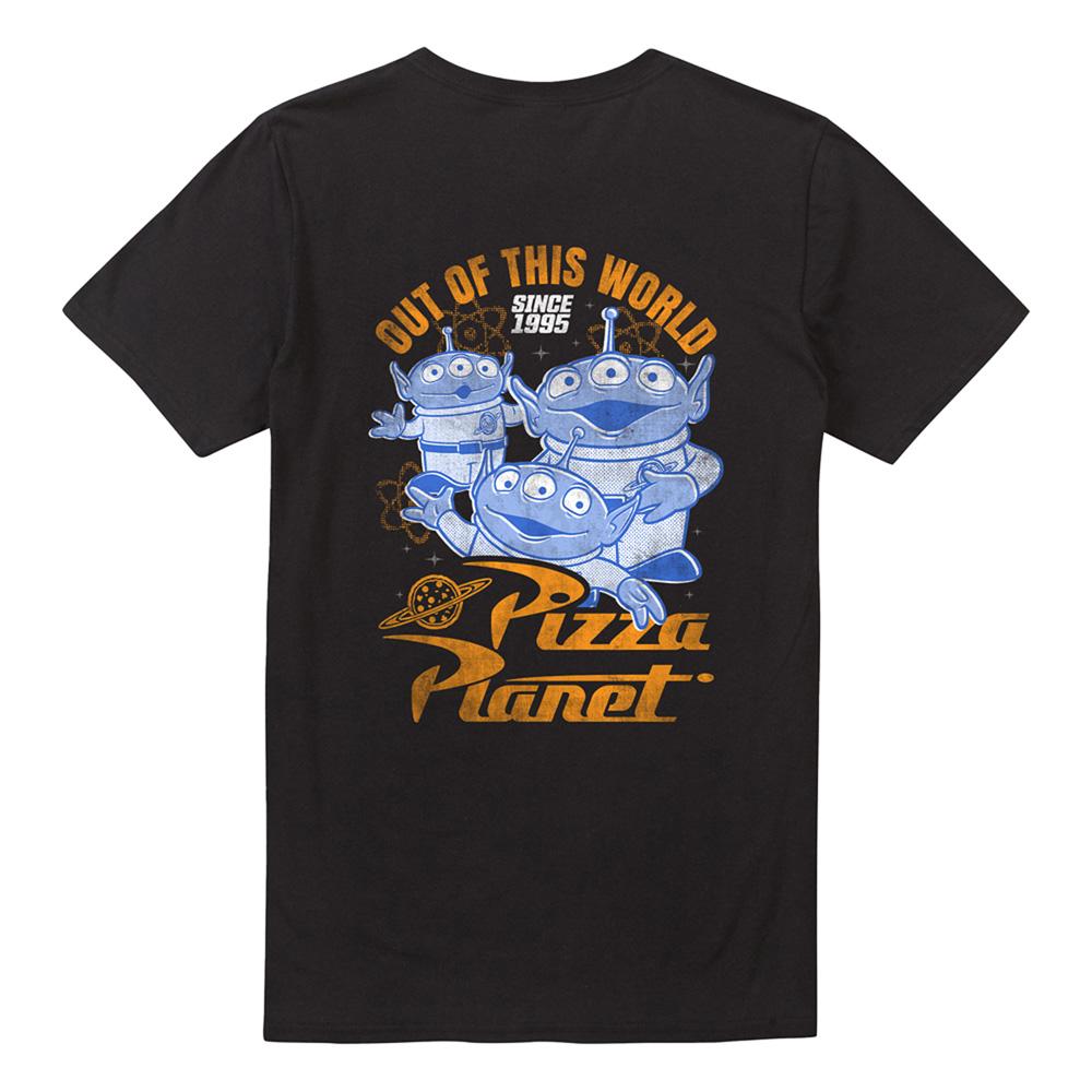Black - Pack Shot - Toy Story Unisex Adult Pizza Planet Aliens Back Print T-Shirt