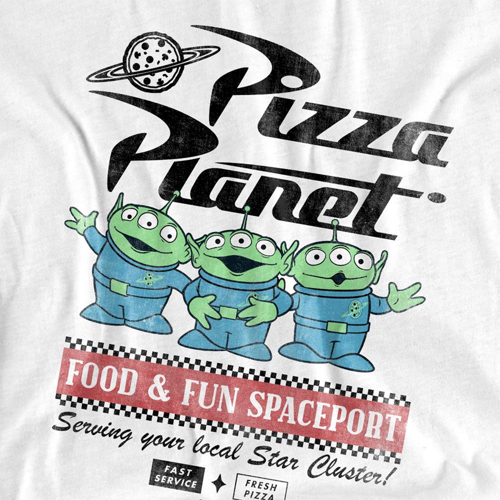 White - Side - Toy Story Unisex Adult Food Spaceport Aliens T-Shirt