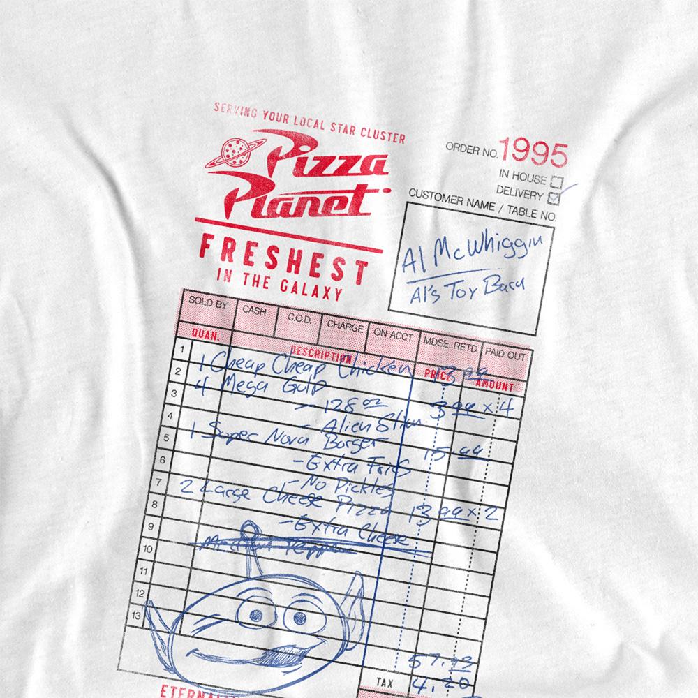 White - Side - Toy Story Unisex Adult Pizza Planet Menu Back Print T-Shirt