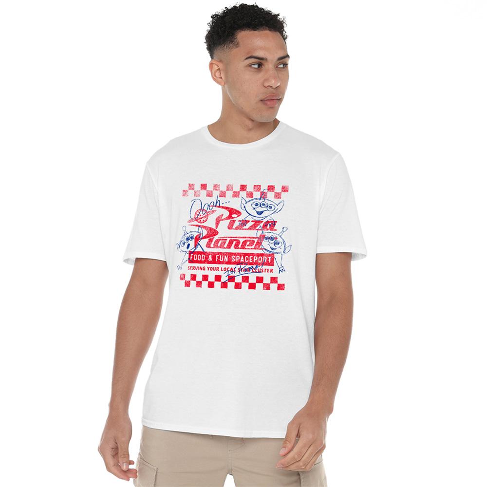 White - Lifestyle - Toy Story Unisex Adult Pizza Planet Menu Back Print T-Shirt