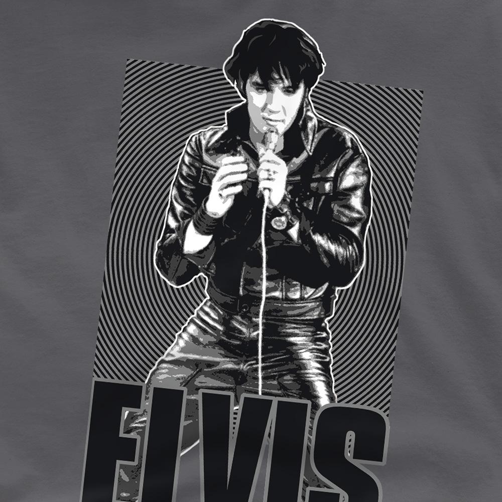 Charcoal - Back - Elvis Presley Unisex Adult Leather T-Shirt