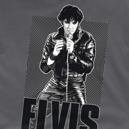Charcoal - Back - Elvis Presley Unisex Adult Leather T-Shirt
