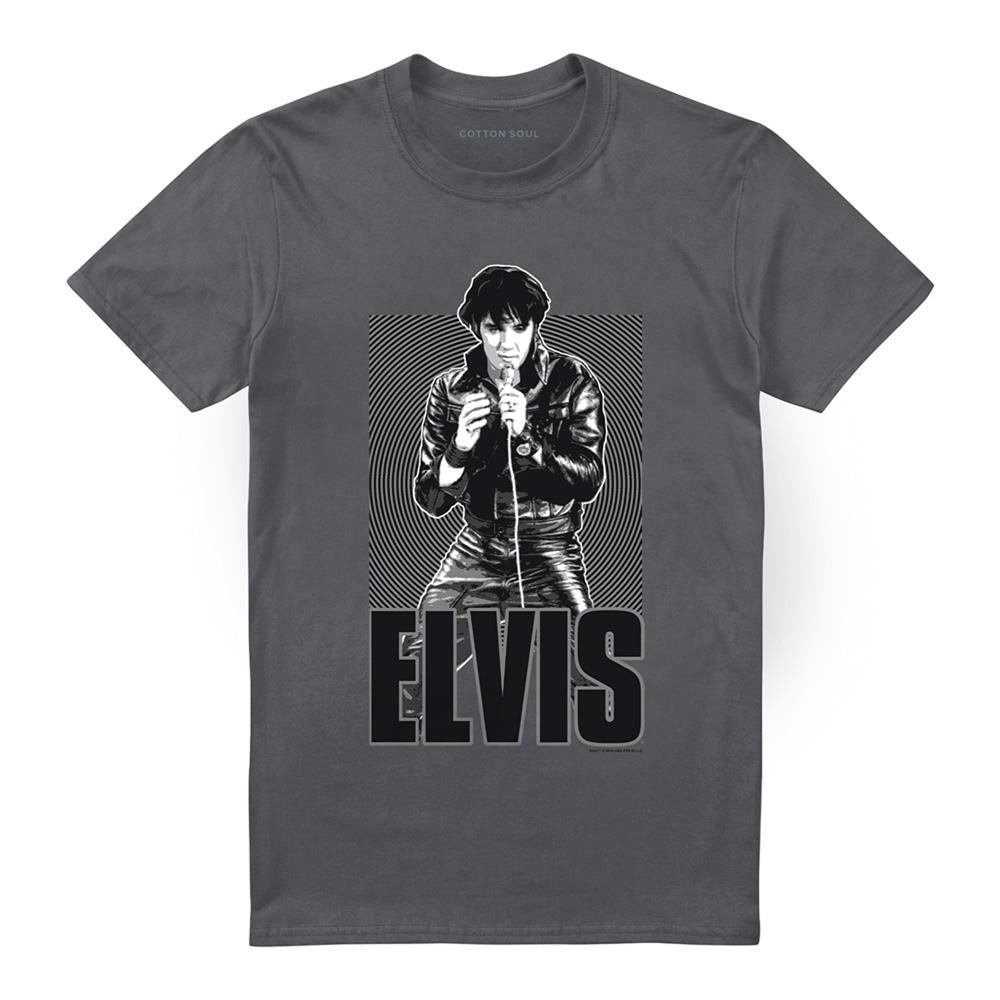 Charcoal - Lifestyle - Elvis Presley Unisex Adult Leather T-Shirt