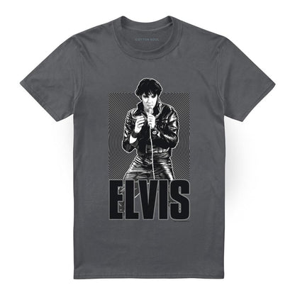 Charcoal - Lifestyle - Elvis Presley Unisex Adult Leather T-Shirt