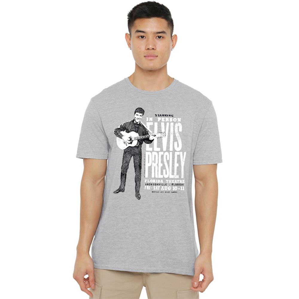 Athletic Heather - Back - Elvis Presley Unisex Adult In Person T-Shirt