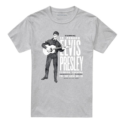 Athletic Heather - Front - Elvis Presley Unisex Adult In Person T-Shirt
