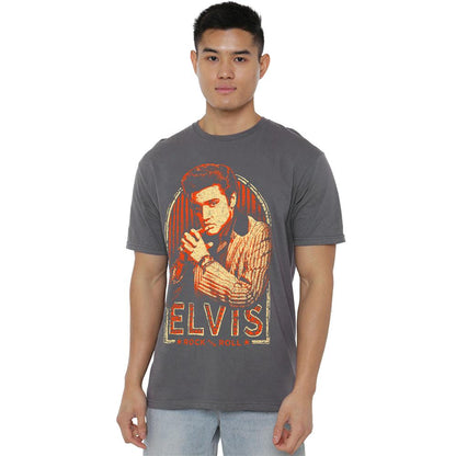 Charcoal - Back - Elvis Presley Unisex Adult Stripes T-Shirt