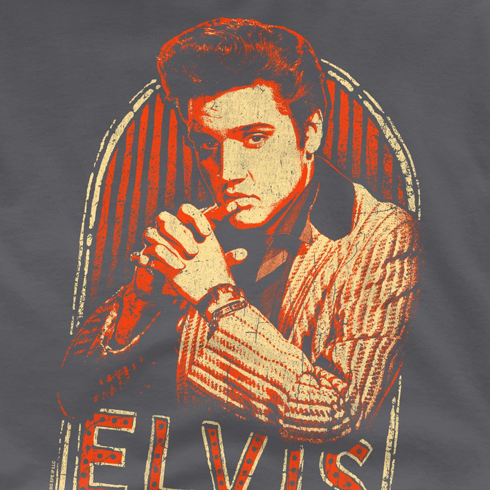 Charcoal - Side - Elvis Presley Unisex Adult Stripes T-Shirt