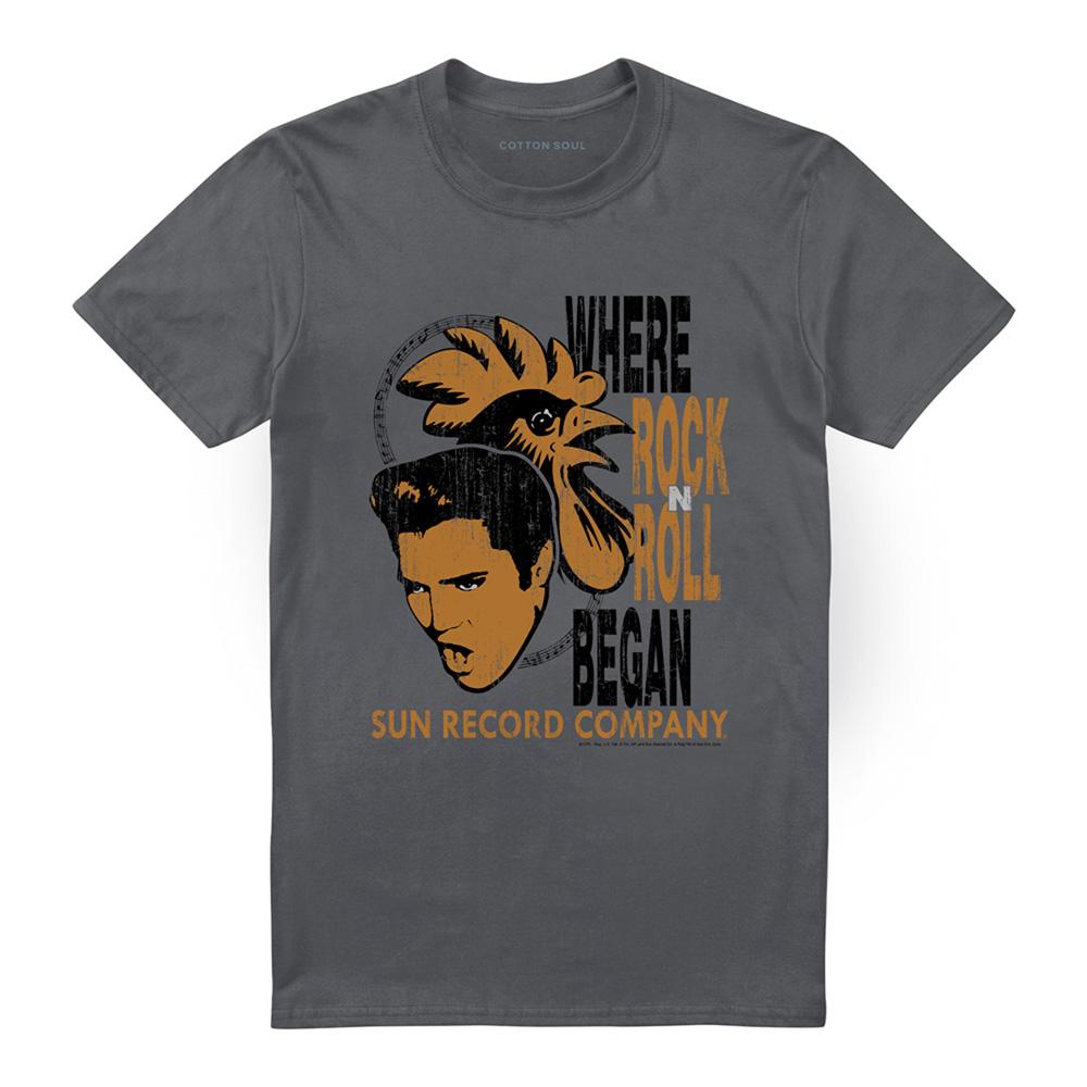 Charcoal - Front - Elvis Presley Unisex Adult Rooster T-Shirt
