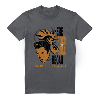 Charcoal - Front - Elvis Presley Unisex Adult Rooster T-Shirt